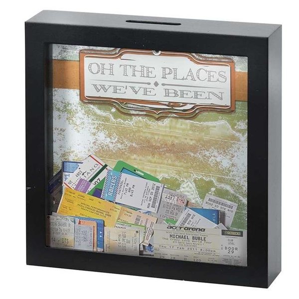 Dicksons Dicksons 246630 Oh The Places We Have Been Wood Framed Shadow Box Ticket Stub Holder; Black - 7 x 7 in. 246630